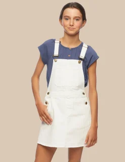 Nicoli Denim|Skirts<White Denim Pinafore Dress Blancos