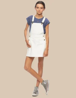 Nicoli Denim|Skirts<White Denim Pinafore Dress Blancos