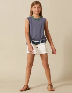 Nicoli Shorts|Denim<WHITE DENIM SHORTS Azules claros