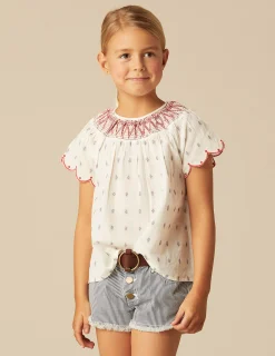 Nicoli Shirts<WHITE EMBROIDERY SHIRT Rojos