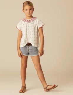 Nicoli Shirts<WHITE EMBROIDERY SHIRT Rojos