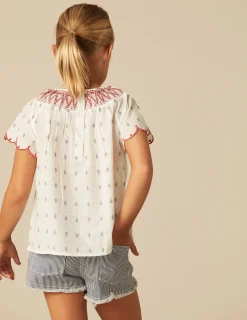 Nicoli Shirts<WHITE EMBROIDERY SHIRT Rojos