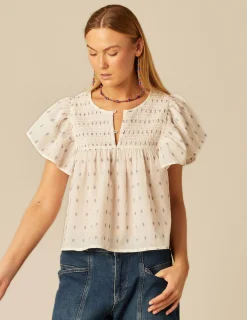 Nicoli Shirts & Blouses<WHITE EMBROIDERY SHIRT Rojos