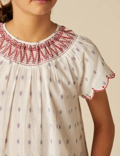 Nicoli Shirts<WHITE EMBROIDERY SHIRT Rojos