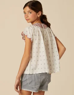 Nicoli Shirts<WHITE EMBROIDERY SHIRT Rojos