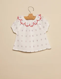 Nicoli Shirts<WHITE EMBROIDERY SHIRT Rojos