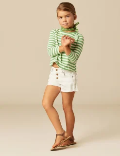 Nicoli Denim|Shorts<White Heart Pocket Shorts Azules claros