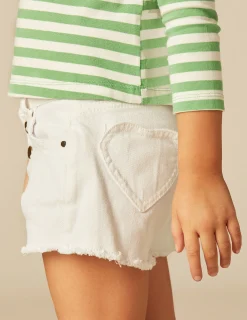 Nicoli Denim|Shorts<White Heart Pocket Shorts Azules claros
