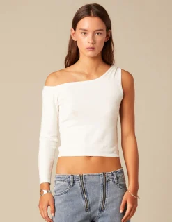 Nicoli Tops<WHITE KNIT TOP Negros