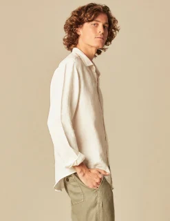 Nicoli Shirts<WHITE LINEN SHIRT Blancos