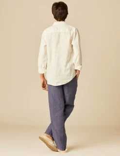 Nicoli Shirts<WHITE LINEN SHIRT Blancos