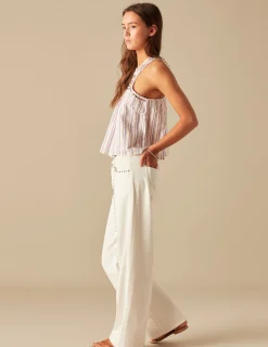 Nicoli Tops<WHITE LUREX STRIPED TOP Azules oscuros