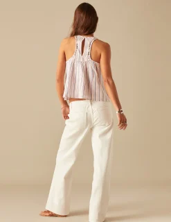 Nicoli Tops<WHITE LUREX STRIPED TOP Azules oscuros