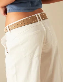 Nicoli Denim|Trousers<WHITE NN EMBROIDERED TROUSERS Azul vaquero