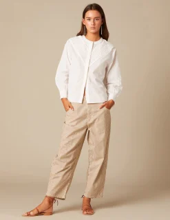 Nicoli Shirts & Blouses<WHITE PIN-TUCK SHIRT Azules oscuros