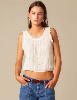 Nicoli Tops<WHITE PIN-TUCK TOP Blancos