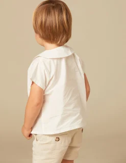 Nicoli Shirts<WHITE POINTED NECK SHIRT Blancos