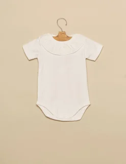 Nicoli Bodies<White Ruffle Neck Bodysuit Blancos