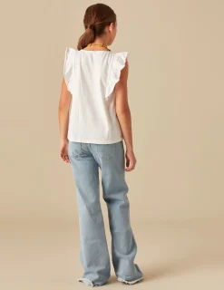 Nicoli T-shirts<WHITE RUFFLE SHIRT Blancos