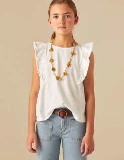 Nicoli T-shirts<WHITE RUFFLE SHIRT Blancos