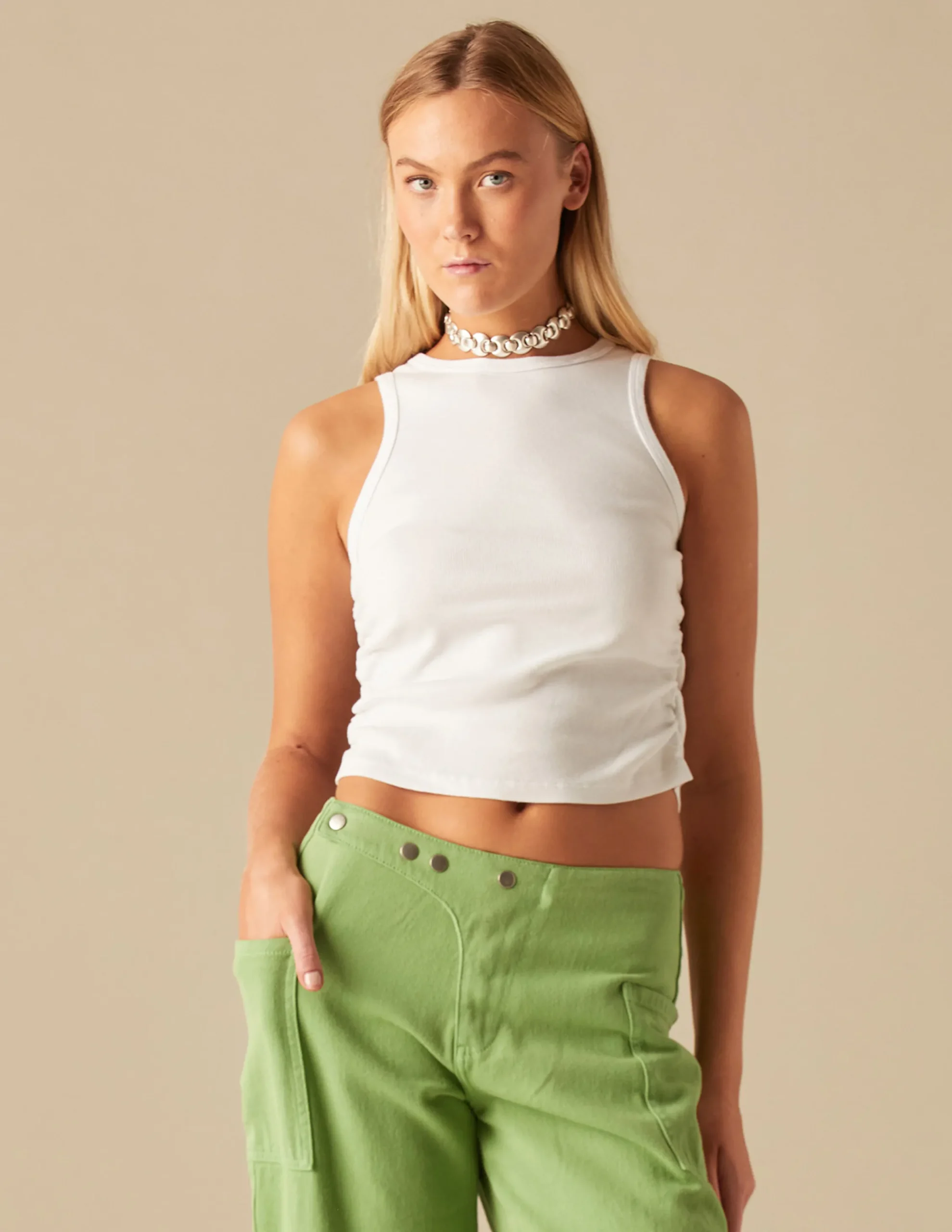 Nicoli T-shirts<WHITE RUFFLE T-SHIRT Blancos