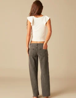 Nicoli Tops<WHITE RUFFLED SLEEVES TOP Negros