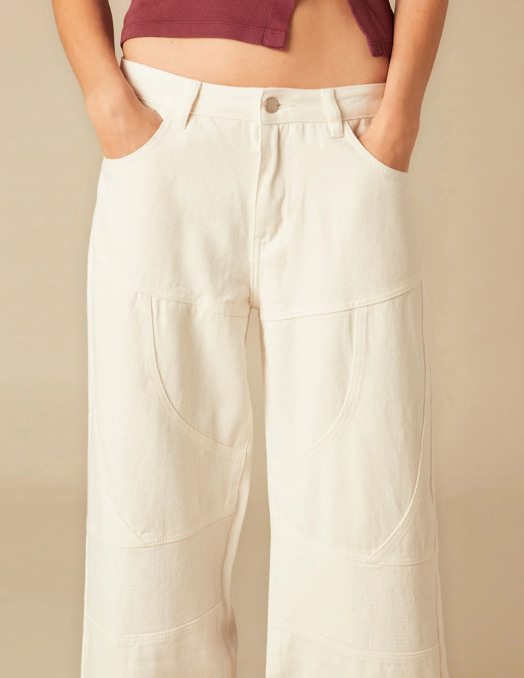 Nicoli Trousers|Denim<WHITE SEAMED TROUSERS Blancos
