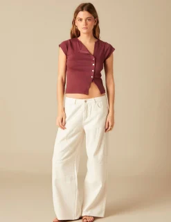Nicoli Trousers|Denim<WHITE SEAMED TROUSERS Blancos