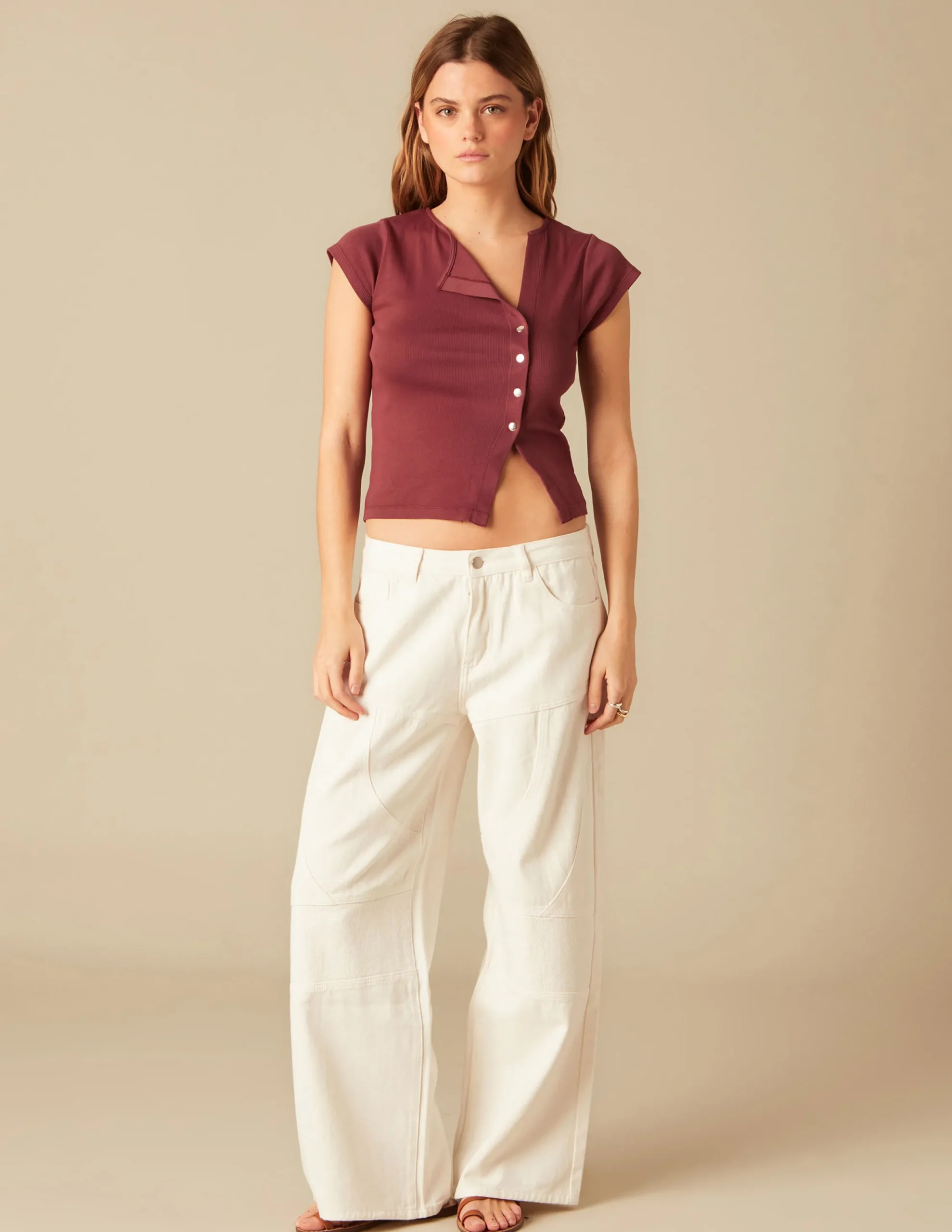 Nicoli Trousers|Denim<WHITE SEAMED TROUSERS Blancos
