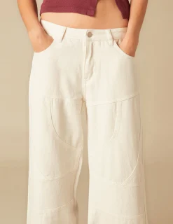 Nicoli Trousers|Denim<WHITE SEAMED TROUSERS Blancos