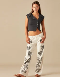Nicoli Trousers|Denim<WHITE SEQUIN TROUSERS Grises antracitas