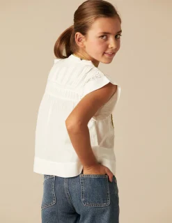 Nicoli Shirts<WHITE SLEEVELESS SHIRT Blancos