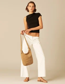Nicoli Trousers|Denim<WHITE STUDDED DENIM TROUSERS Azul vaquero