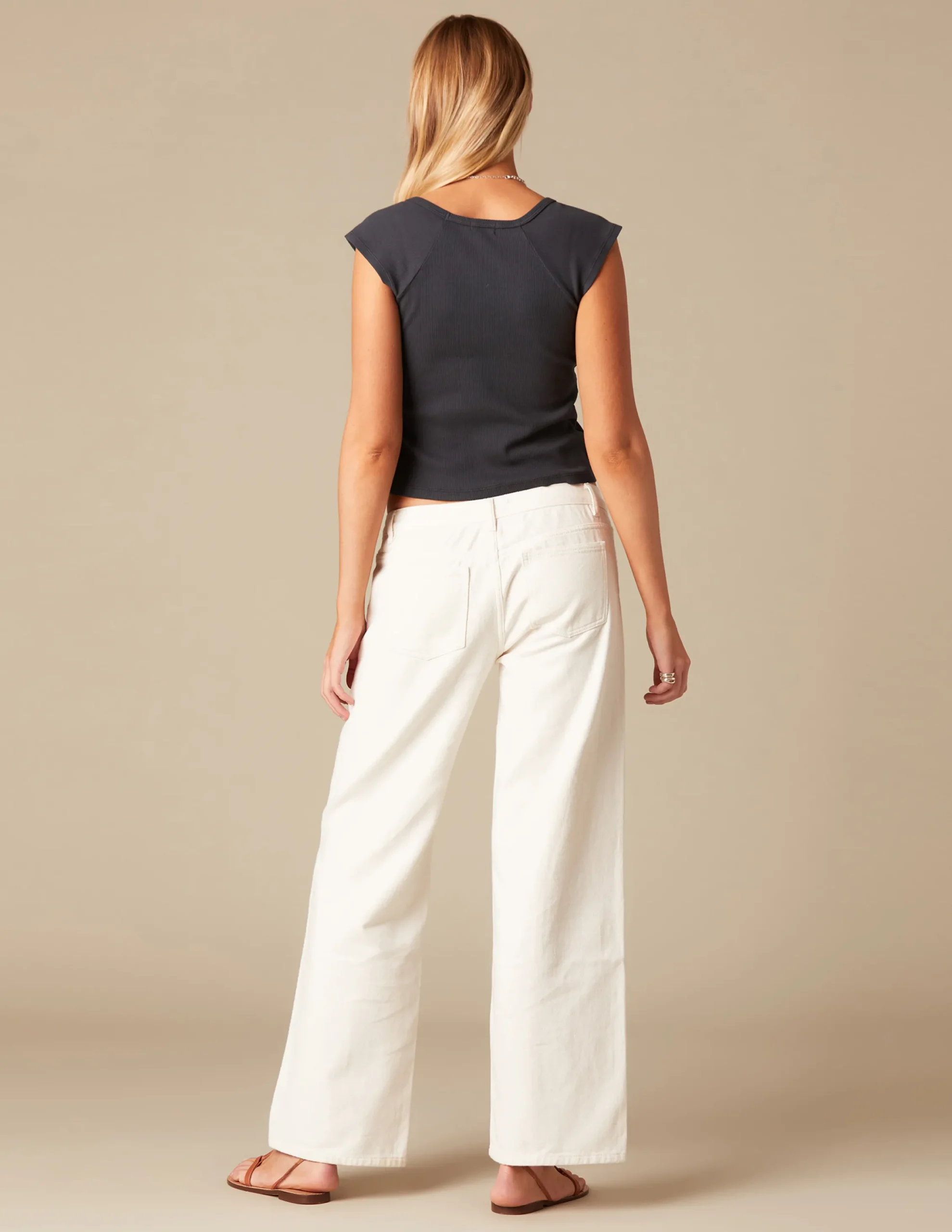 Nicoli Denim|Trousers<WHITE STUDDED TROUSERS Negros