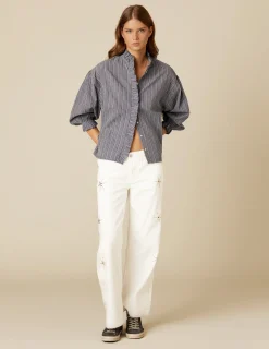 Nicoli Trousers|Denim<WHITE SUN STUDDED TROUSERS Grises