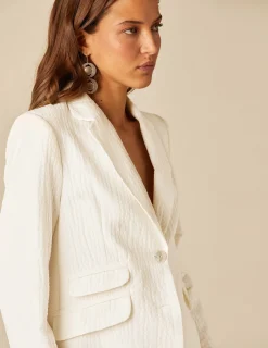 Nicoli Blazers<WHITE TEXTURED BLAZER Blancos