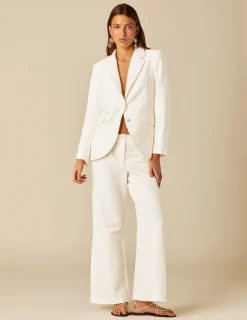 Nicoli Blazers<WHITE TEXTURED BLAZER Blancos
