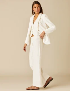 Nicoli Trousers<WHITE TEXTURED TROUSERS Blancos