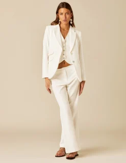 Nicoli Trousers<WHITE TEXTURED TROUSERS Blancos