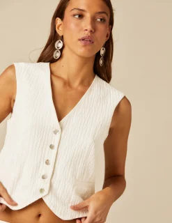 Nicoli Waistcoats<WHITE TEXTURED VEST Blancos