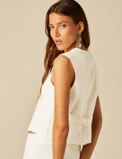 Nicoli Waistcoats<WHITE TEXTURED VEST Blancos
