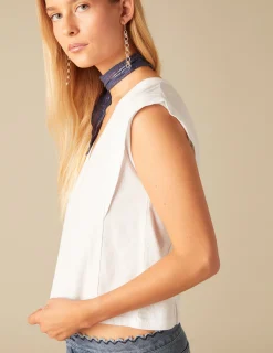 Nicoli T-shirts<WHITE V-NECK T-SHIRT Azules