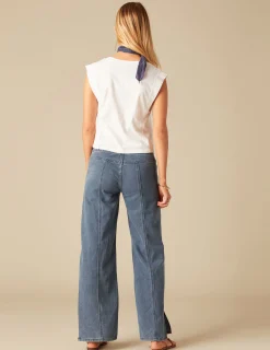 Nicoli T-shirts<WHITE V-NECK T-SHIRT Azules