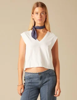 Nicoli T-shirts<WHITE V-NECK T-SHIRT Azules