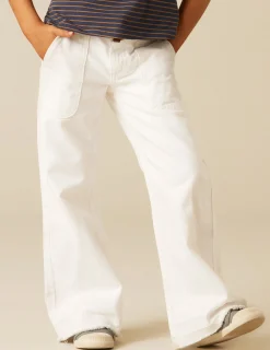 Nicoli Denim|Trousers<White Wide Leg Jeans Azules claros